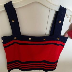 Red and Navy blue crop top